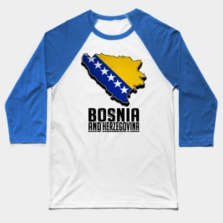 Bosnian Map, Bosnia Flag, Bosnia map, Bosnia And Herzegovina Baseball T-Shirt